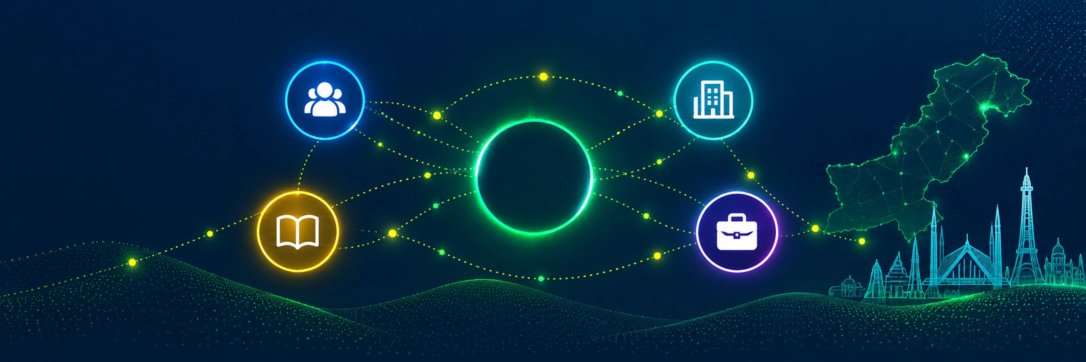 A connected professional ecosystem with Pakistan landmarks